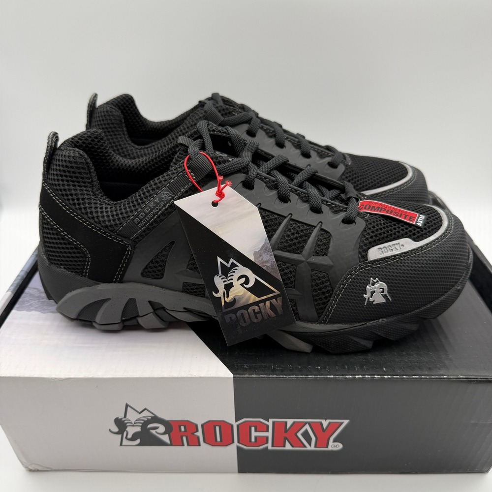 Rocky Mens 10.5M Composite Toe Waterproof Athletic Work Shoes Black NEW